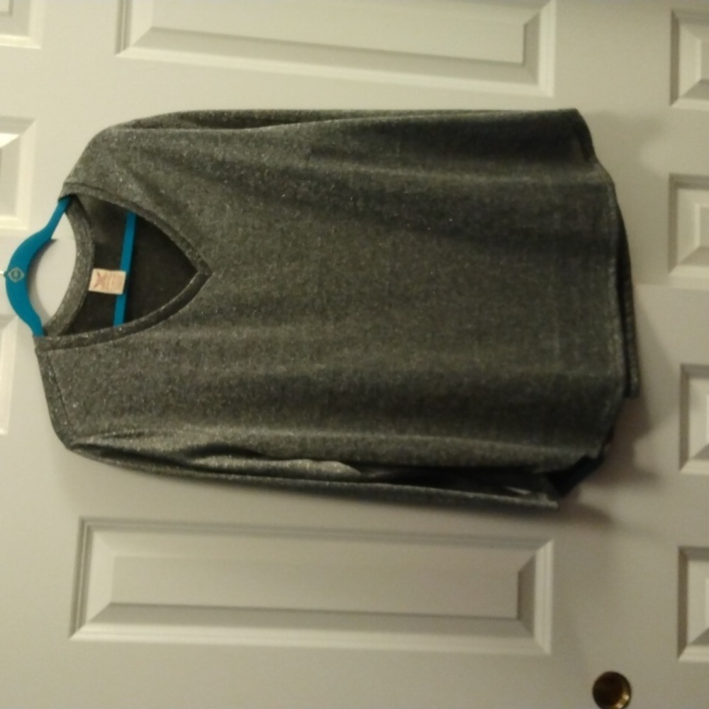 Long Sleeve Silver Gray Sparkle Light Weight Too 2X